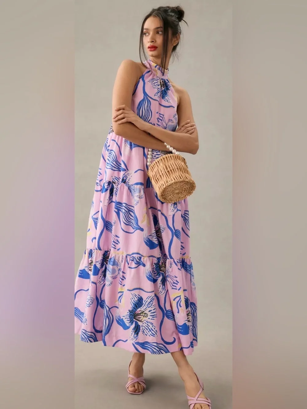 Maeve Anthropologie Pink Floral Maxi Dress- Size 10 - Picture 1 of 7